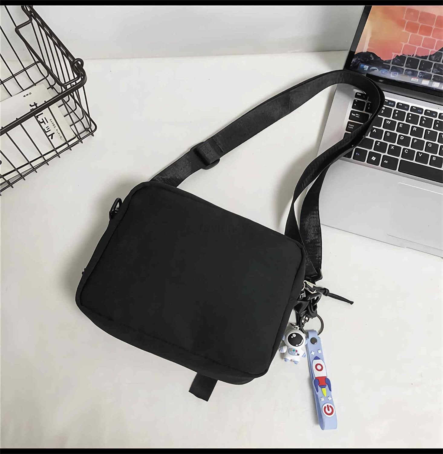 Black Crossbody Bag for Men Cute Small Messenger Sling Shoulder Bag Mens GiftW250911