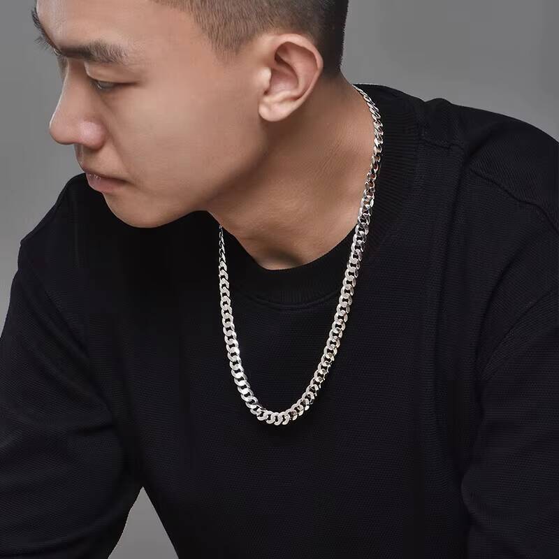 925 Silver Cuban Link Chain Necklace Mens Personality European Hip Hop Style 20inch 22inch 24inch Link Chain