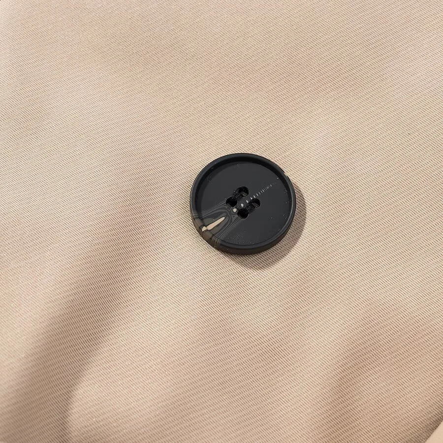 MYSTZA autumn womens fashion versatile loose casual button belt longsleeved windbreaker short jacket 250911