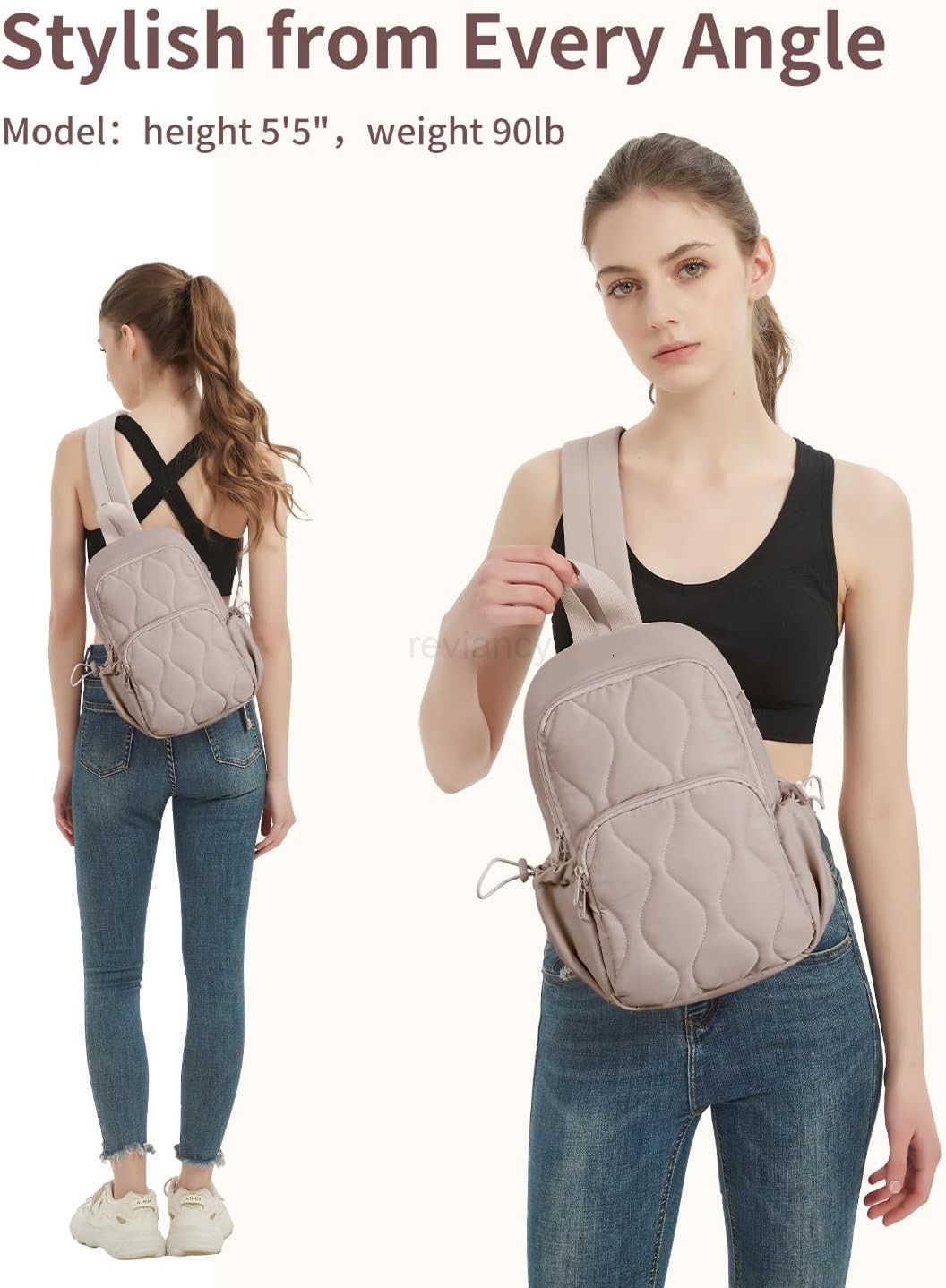 Nature Sling Bag for Women Lightweight Quilted Crossbody Bag Fits for 11 Tablet with Breathable Back Panel Anti Theft Pocket Padded Strap USB Charge P