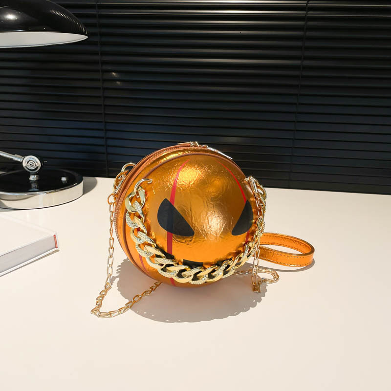 Halloween New Small Round Bag Fashionable Light Luxury Versatile Trendy Niche Design Pumpkin Bag Women's Shoulder Bag Designer Bag
