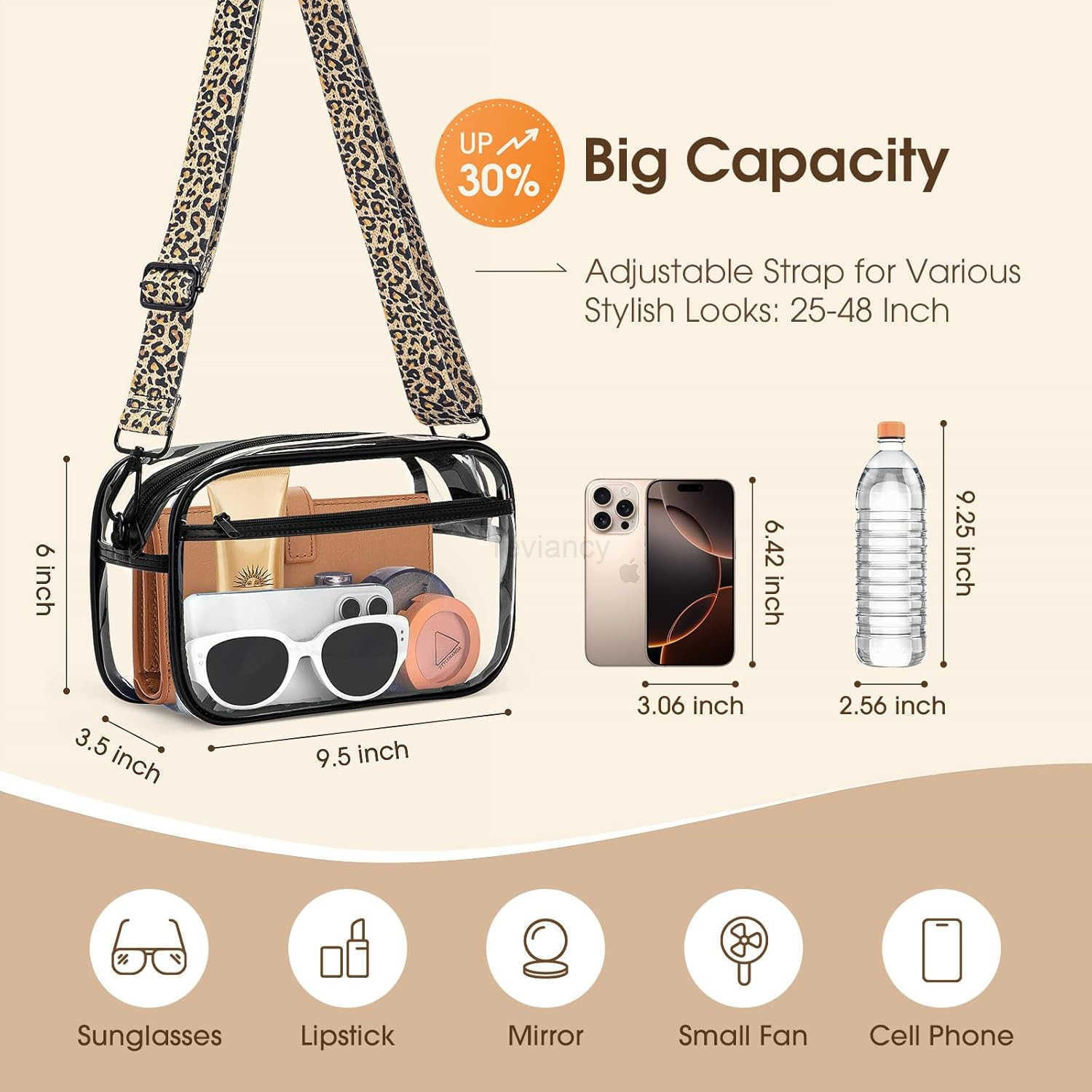 Clear Bag For Stadium Events Clear Purse for Women Stadium Approved Crossbody Bags Bag for Concerts Sports Events FestivalsW250911