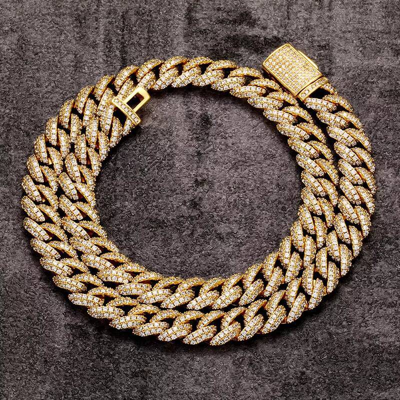 10MM Sterling Silver Cuban Link Chain With Moissanite Diamond Iced Out 925 Silver Miami Cuban Link Chain Necklaces