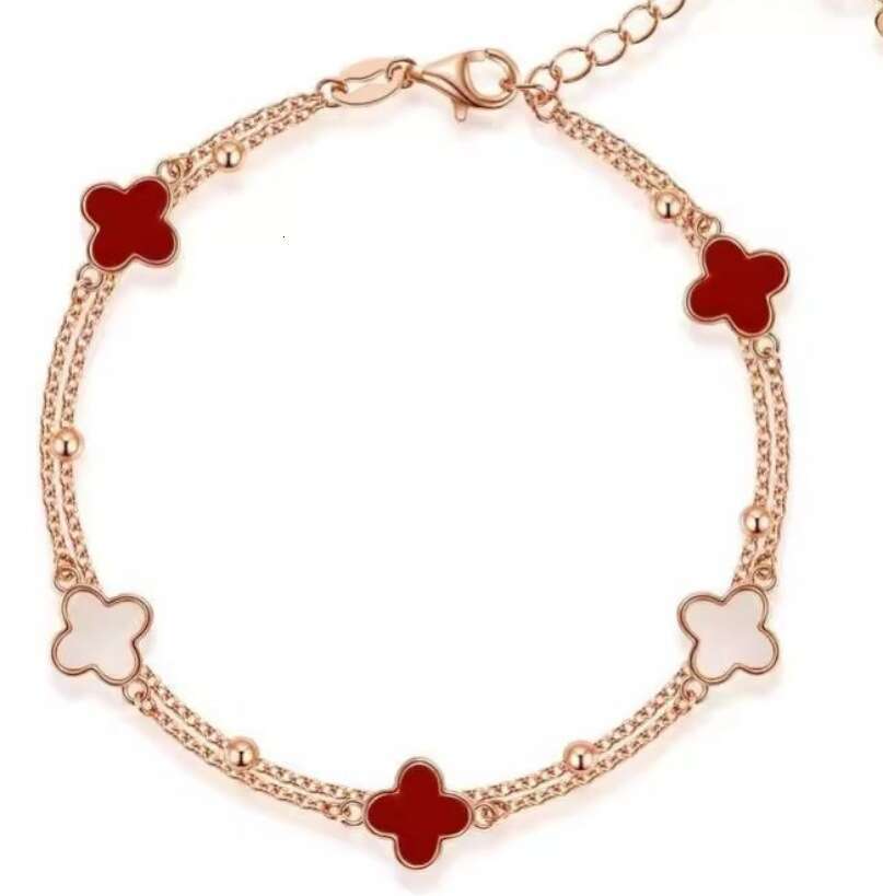 Sier Four-Leaf Clover Bracelet for Women, Light Niche Exquisite 2025 New High-Value Student Party Birthday Gift