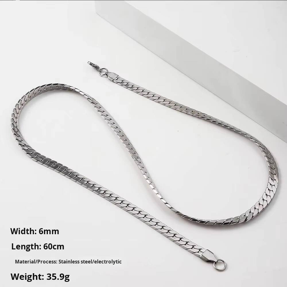 Stainless Steel Chunky Cuban Chain Necklace Gold Plated Flat Link Necklace for Men Women Custom Hip Hop Jewelry