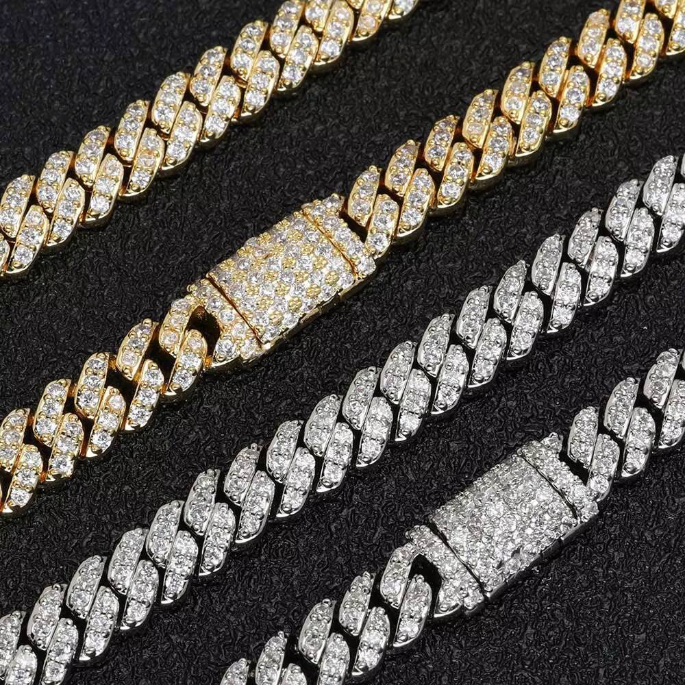 NUOYA Hip Hop Fine Jewelry 6mm 925 Silver Cuban Link Chain Micro Pave Shiny Zircon Iced Out Cuban Chain Necklace for Women