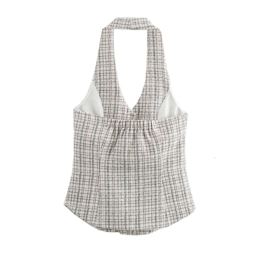 DHEssentials 2025 Fashion Small Chanel Style Halter Neck Vest Top X5021