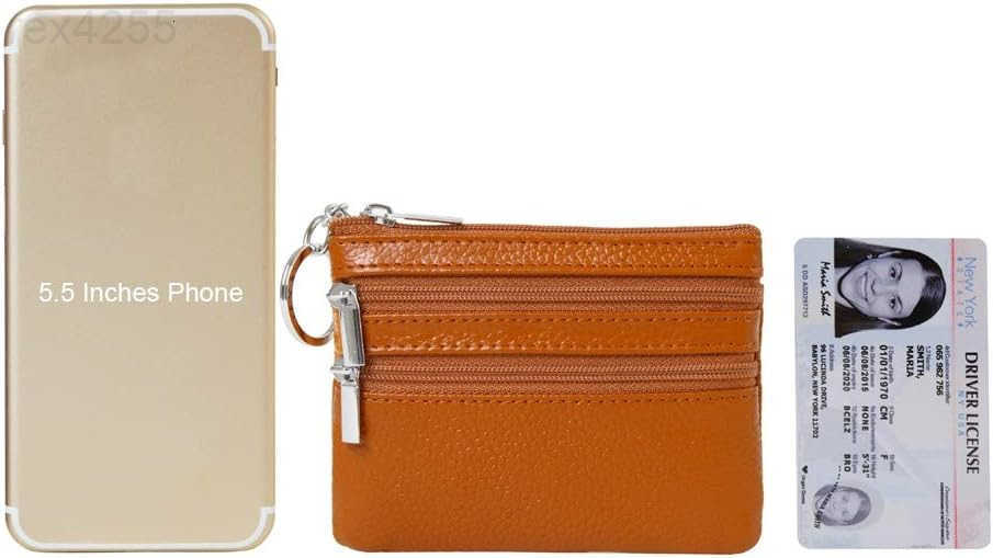 Womens Genuine Leather Coin Purse Mini Pouch Change Wallet with KeychainW250910