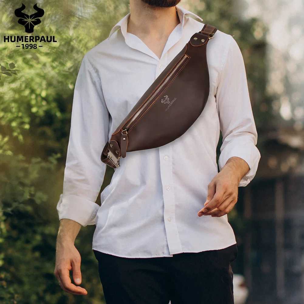 HUMERPAUL 100 Crazy Horse Leather Waist Belt Bags Fanny Pack for Cell Phone Multifunction Outdoor Travel Chest Bag Z250911