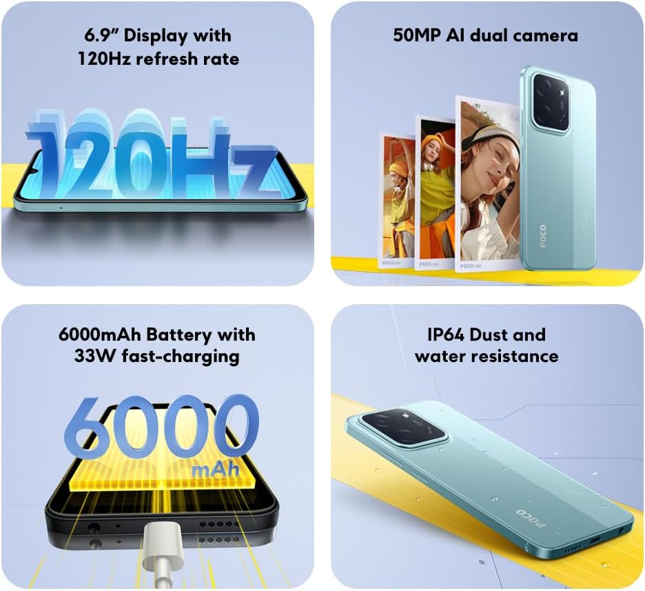 Xiaomi POCO C85 NFC, 8+256GB,MediaTek Helio G81-Ultra, 6.9", 120 Hz, 50 MP Camera, 6000 mAh Battery, IP64