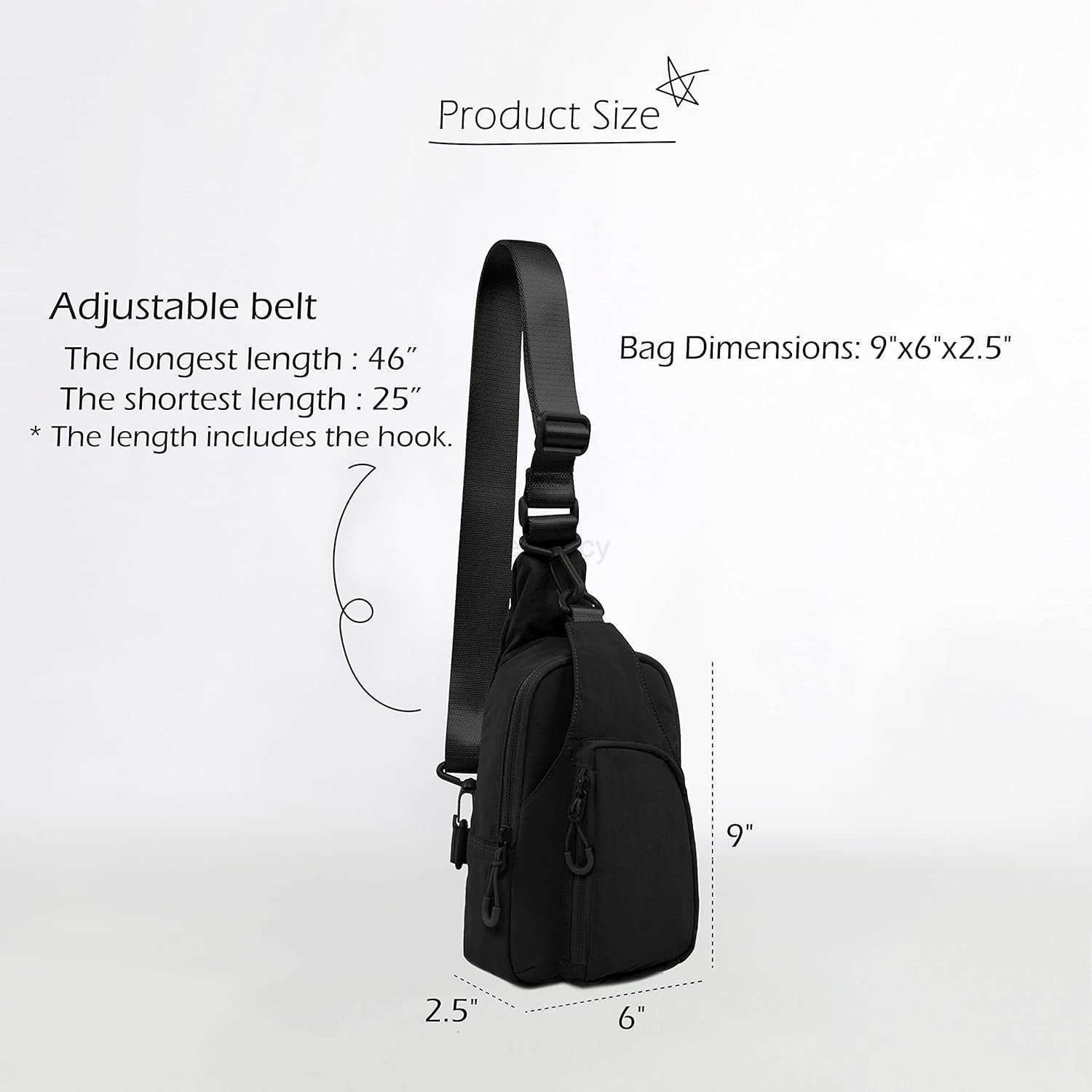 Daily Sling Bag with Adjustable Straps Crossbody Chest Bag Lightweight Small Backpack for Casual Traveling HikingW250910