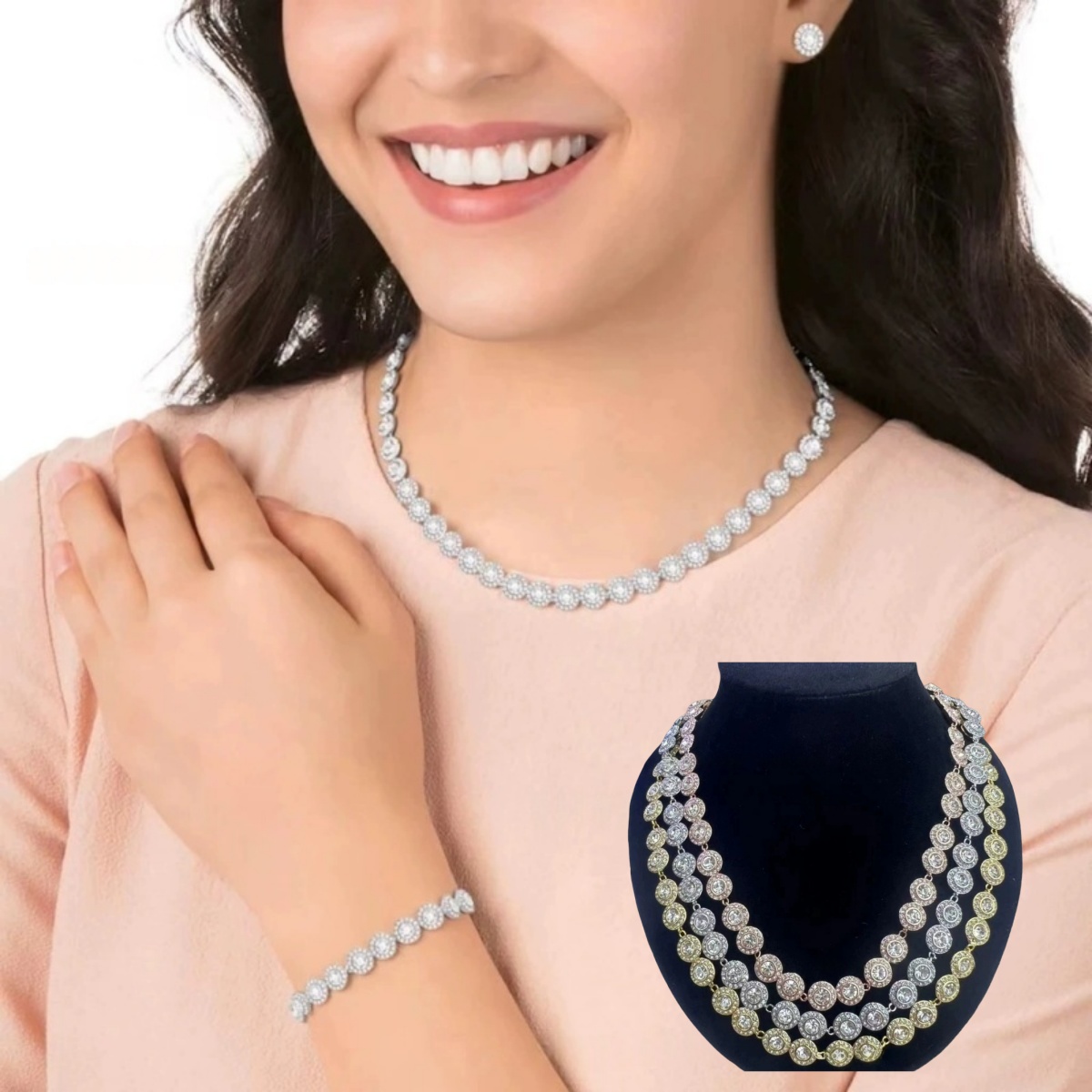 Vintage designer necklace for woman diamond bracelet designer jewelry angelic bead tennis moissanite luxury jewelry plated gold bracelets necklaces lady zl2