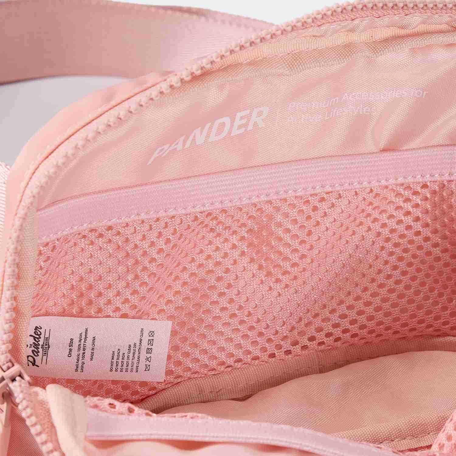 Two Way Zipper Fanny Pack Nylon Everywhere Belt Bag for Women Water Repellent Waist Packs Crossbody Bags with Adjustable Strap Mono PinkW250911