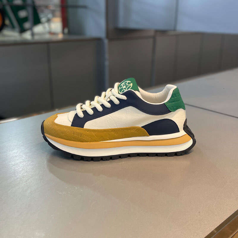 Men's Spring and Autumn New Fashion Thick-Soled Leather Dad 2025 Trend Soft-Soled Height-Increasing Comfortable Sports Casual Shoes