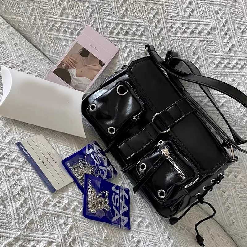 Y2K Korean Women Harajuku Vintage Gothic Black Hand Bag Aesthetic Elegant Punk Wallet Purse Handbags Shoulder Trend Tote Bags Z250911