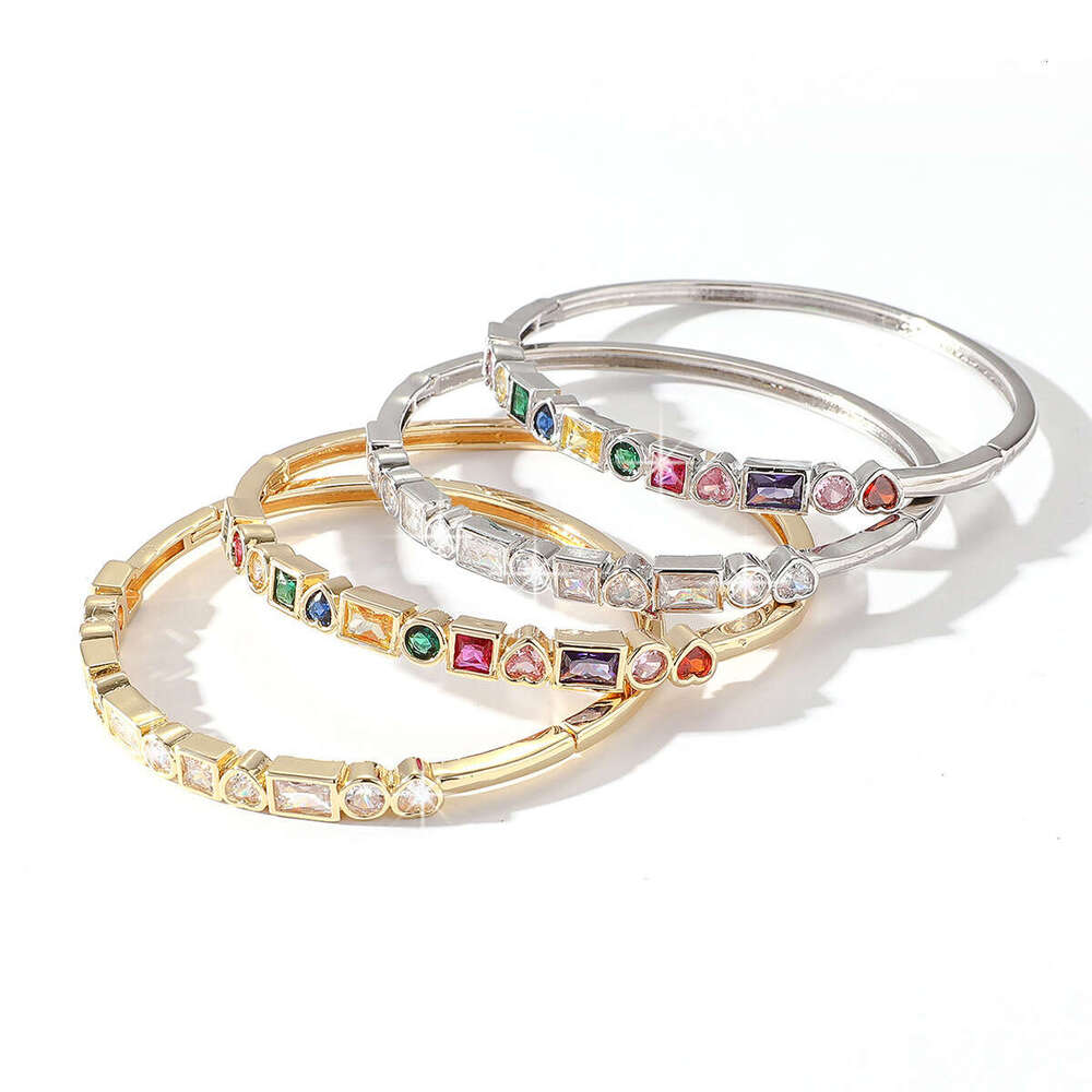 Colorful moissanite Bracelet designer bracelet for women Retro personal simple versatile handmade accessories zircon bracelets heart shape geometric b