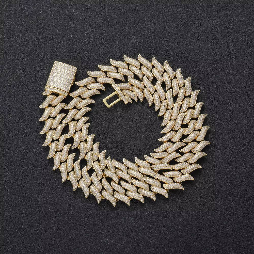 Hip Hop Style 925 Silver Tennis Necklace 265mm D Color VVS Diamond Iced Moissanite Jewelry Chain for Men Link Chain Necklace