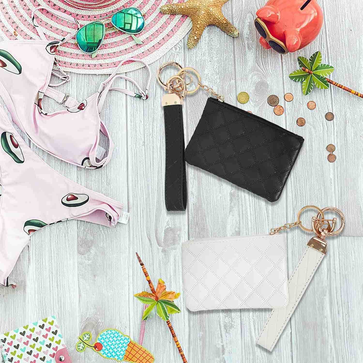 Keychain for Women Leather Wallet Bracelet Car Key Chain Mini Coin Purse Wrist Chain for WalletsW250911
