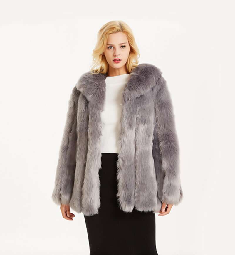 Women's Clothing Patchwork Top Fur Women's Mid Length Leather Jacket 250912