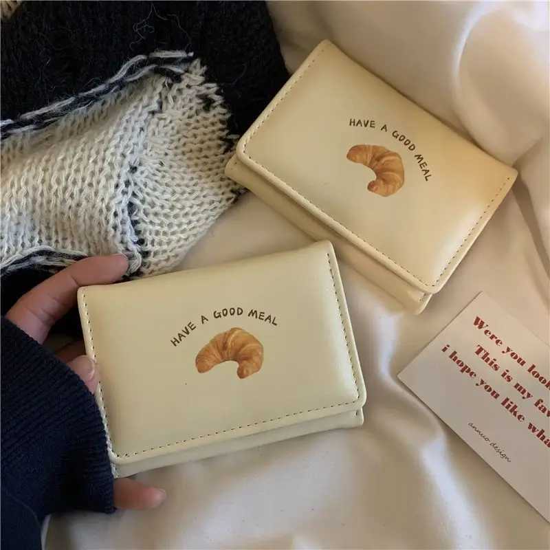 Korean Small Wallet Women Credit Wallet Cartoon Cute Bread PU Leather Hand Bags Three Fold Multi Cards Card Holder Student W250911