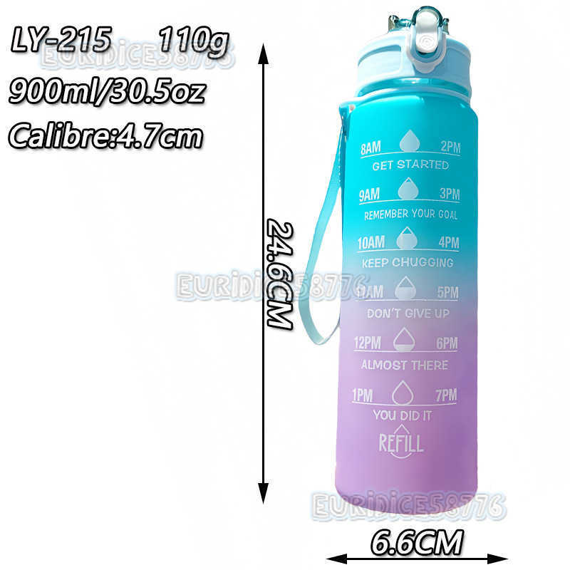 New Portable Handle Fitness Sports Water Bottle Outdoor Large Capacity 900ml Gradient Color Space Plastic Cup H250911