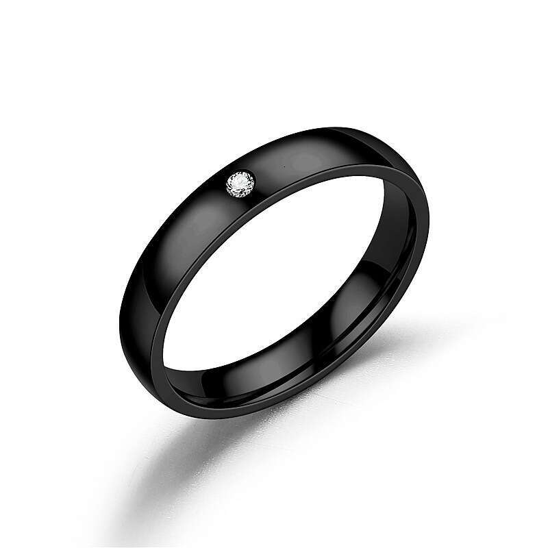 Korean Version Niche Non-Fading Titanium Steel Inlaid for Women Smooth Plain Band Simple Couple Ring Jewelry
