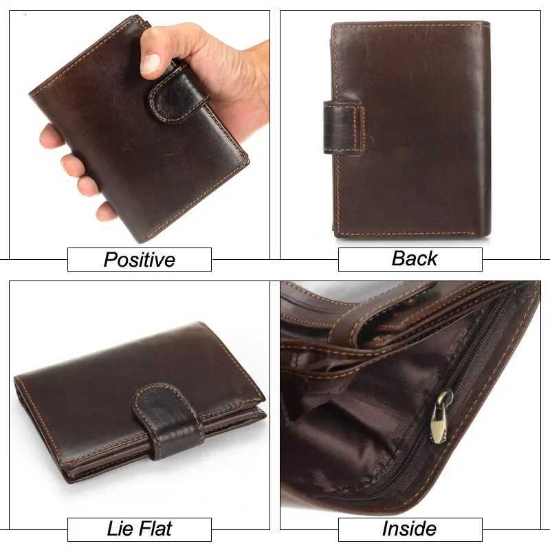 New Men Wallet Cowhide Genuine Leather Wallets Coin Purse Clutch Hasp Open Top Quality Retro Short Wallet Multi Cards Slots W250911