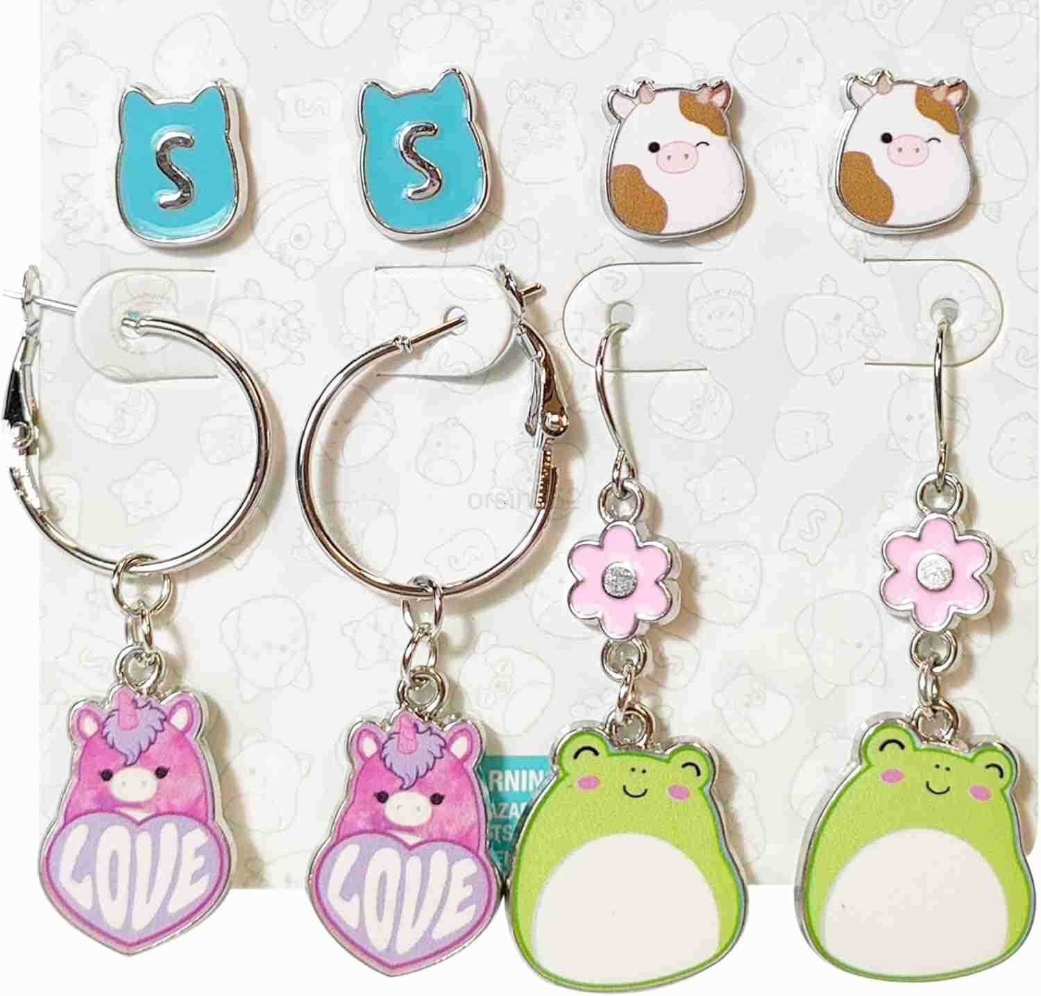Hypoallergenic Earrings for Girls Stud and Fishhook Drop Sets with Charms One Size Fits All Ages 8W250911