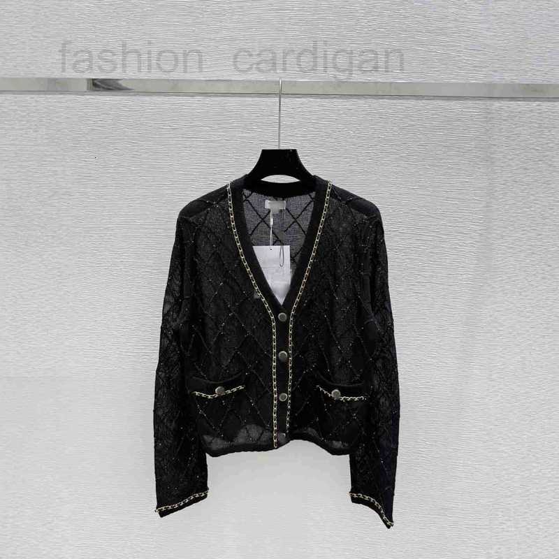 Women's Knits & Tees Designer Correct High Version CH Home 25 Early Autumn New Plaid Chain V-neck Long Sleeve Knitted Cardigan Top RVG5