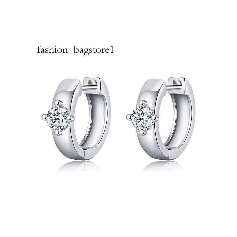 Tempusort Minimalist Hoop 0.4Ct Fine Jewelry Sier Moissanite Earrings Hoops