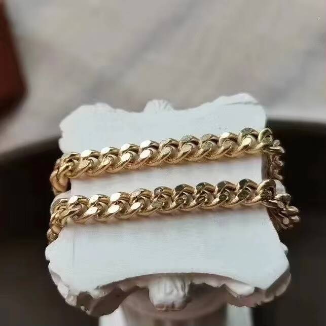 Customized Hip Hop Cuban Link 6-30inch Miami Solid 18K Gold Plain Chain Necklace Bracelet Cuban Link Chain