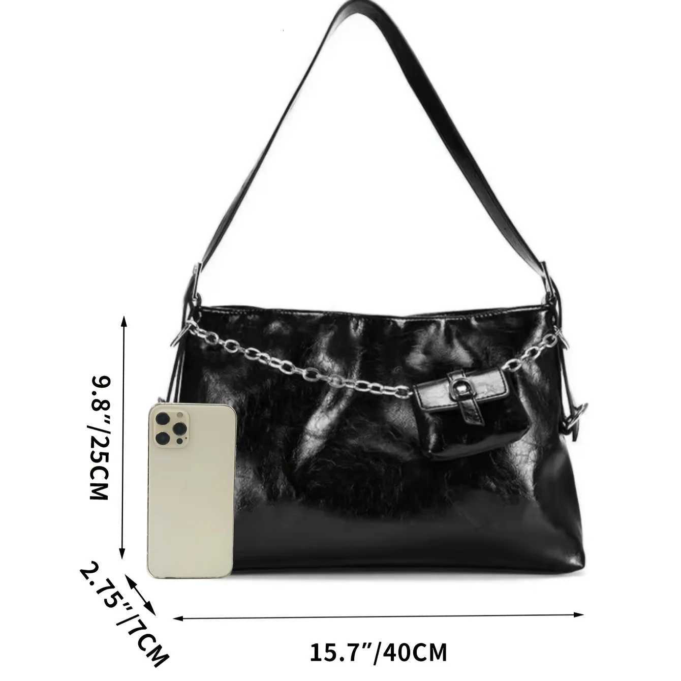 Black Womens Shoulder Bags Large Capacity PU Chain Crossbody Bag With A Small Wallet Bag For Female Z250911