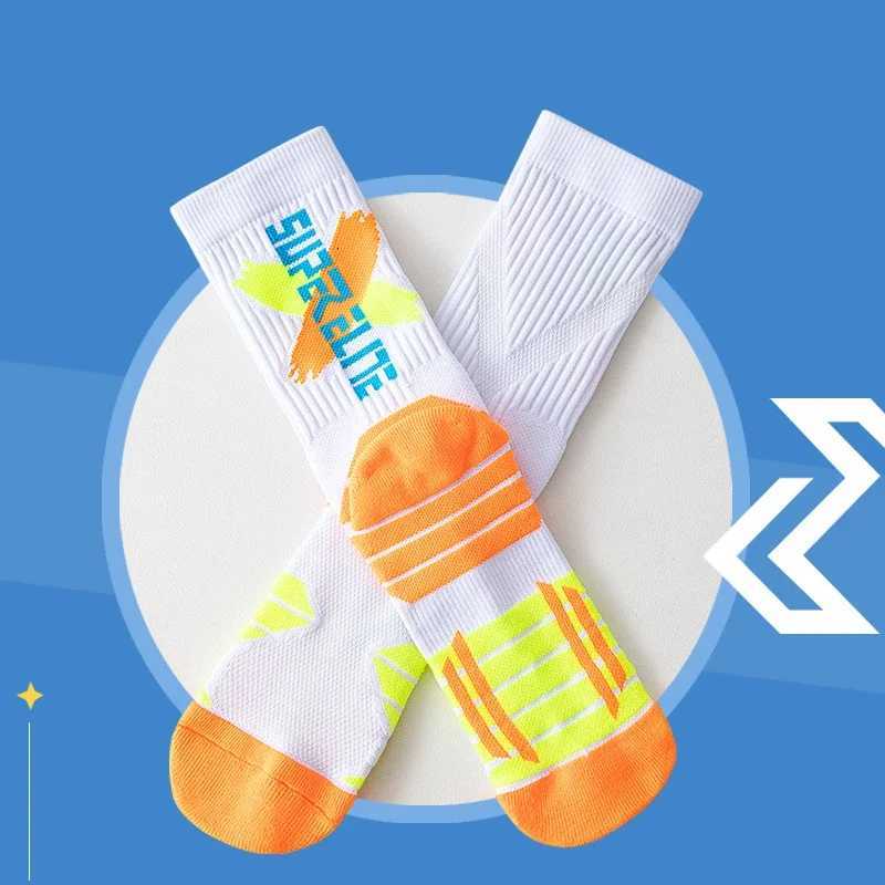 Mens Shock Absorbent Elite Socks High Tube Towel Bottom Thick Professional Practice Contrast Color 1 Pair D250911