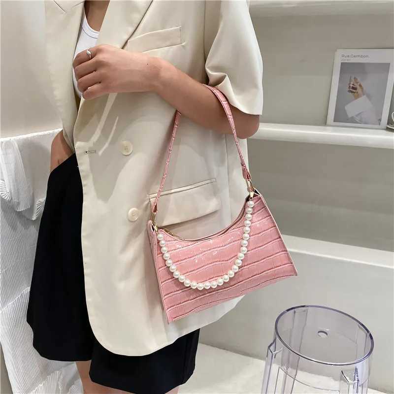 Armpit Bag Women Retro Handbag PU Leather Underarm Shoulder Bag Fashion Pearl Top Handle Bag Female Small Subaxillary Bag Clutch W250911