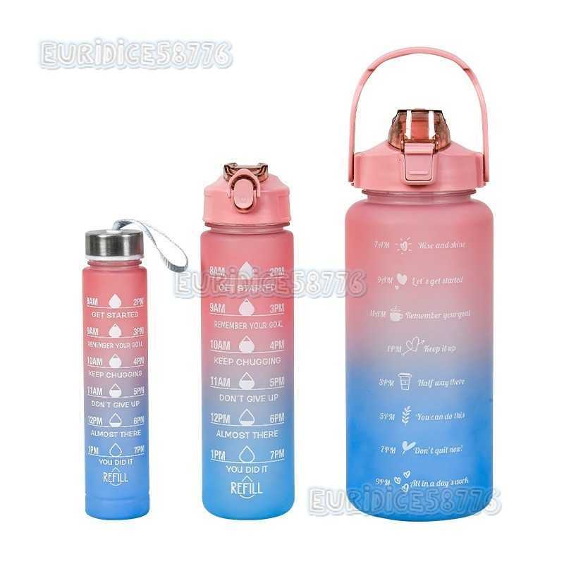 Large Capacity Water Bottle Transparent Space Gift Cup Plastic Bottle Outdoor Sports Water Bottle Threepiece Set Cup H250911