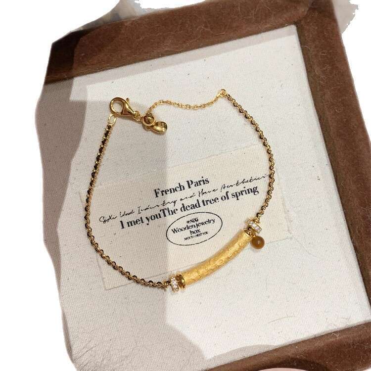 Light Style Tiger Eye Stone Black Gold Braided Rope Bracelet for Women, and Versatile Necklace, Unique Niche Design Jewelry