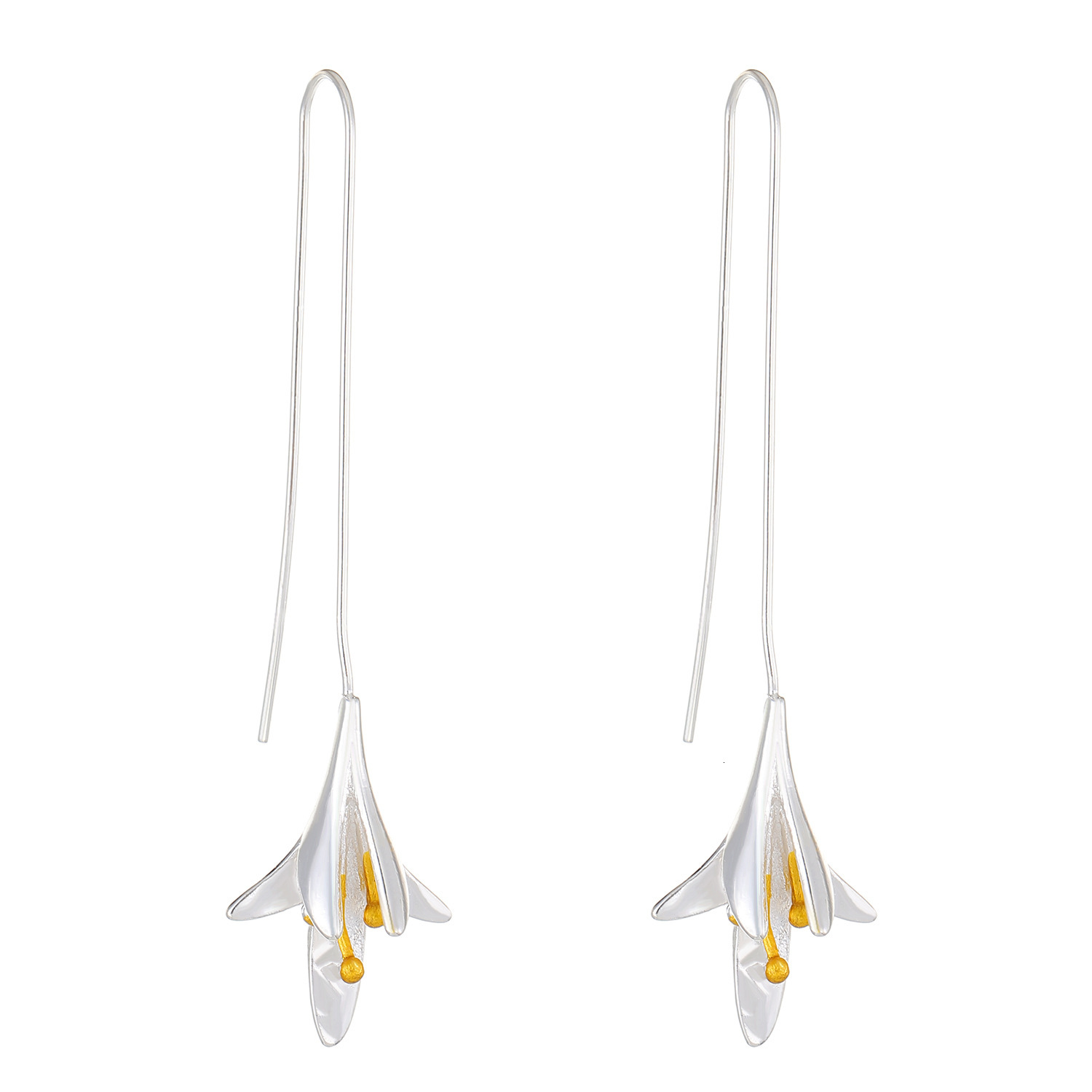 Spring And Summer Lily For Women, Ins Style, Long Elegant Flower Thread Earrings