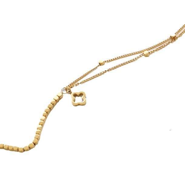 French Style Light Broken Sier Four-Leaf Clover Titanium Steel Bracelet for Women Fashionable Elegant Half-Spliced New Exquisite Wristband