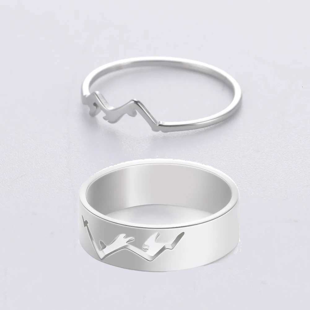 Unift Elegant Snowy Mountain Ring for Women Men Stainless Steel Minimalist Couple Ring Fashion Engagement Wedding Jewelry Gift W250911
