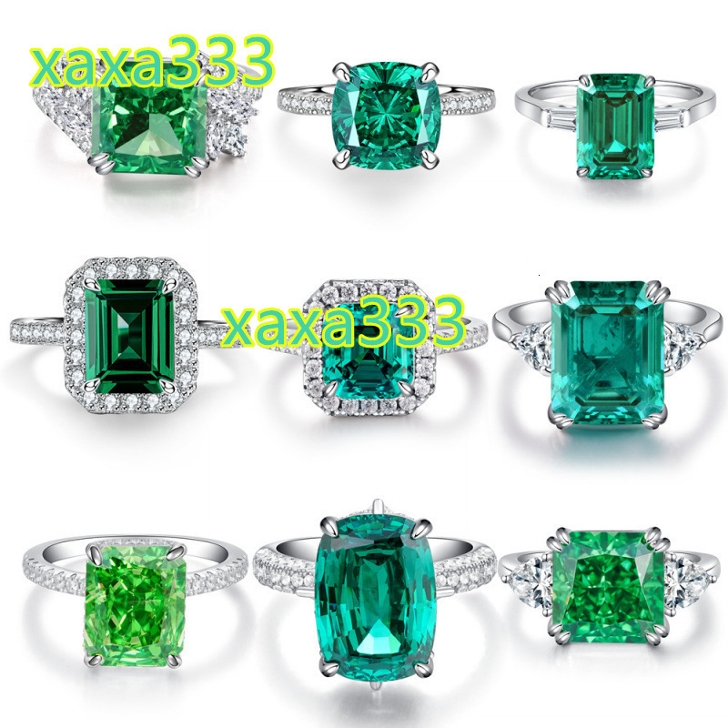 2025 Wholesale Hot Sales Fashion Personalized Inlay Cultivation Glitter Emerald Cut High Carbon Stone HighSense Ring Jewelry