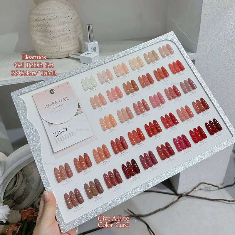 Eleanuos Ice Tea Gel Polishing 36Pcs Mixed Clearcoat Color Transparent Pink Semi Permanent Primer UV LED Nail Salon Jelly Nude