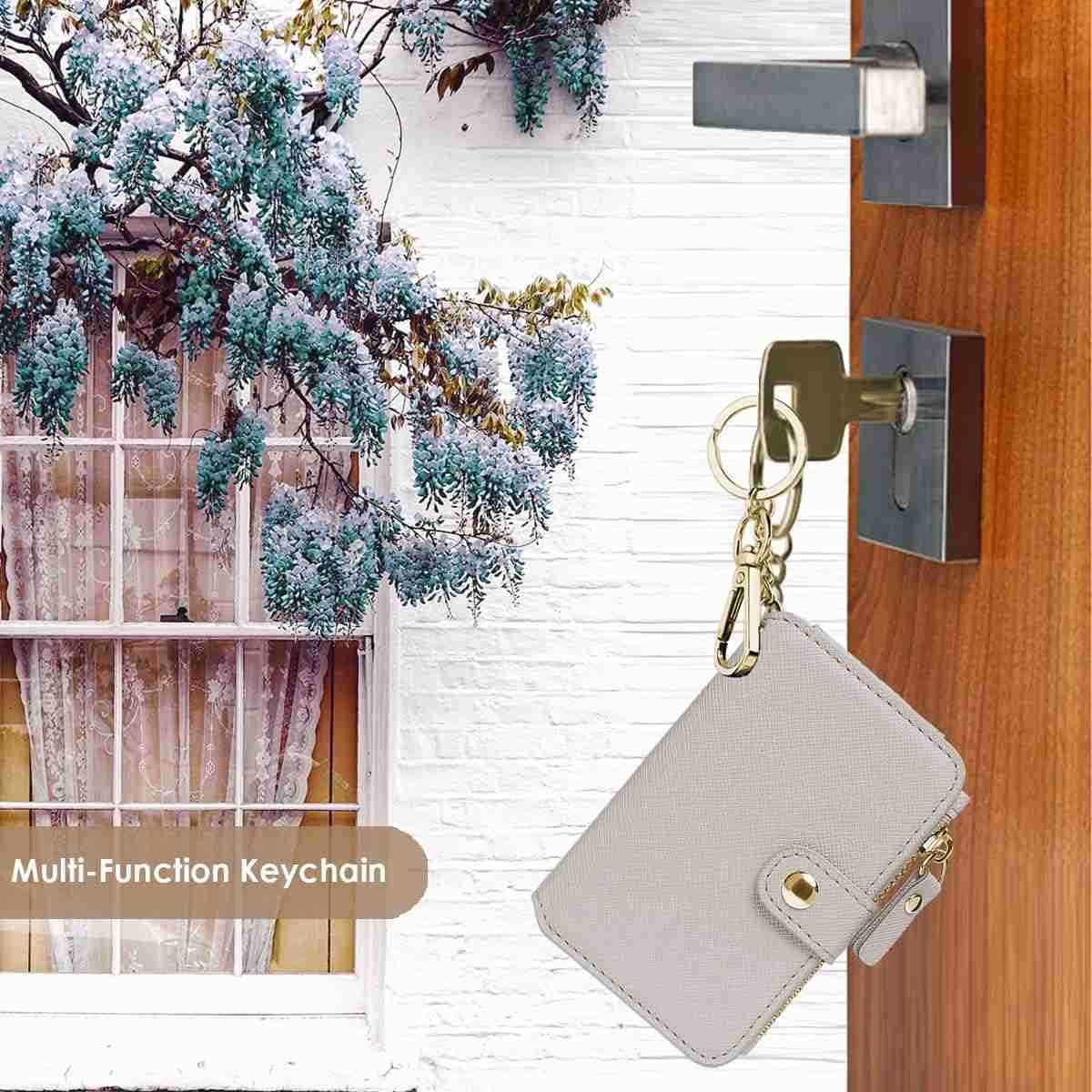 Keychain wallet Rfid Blocking Credit Card Holder Leather Zipper Card Case for WomenW250911