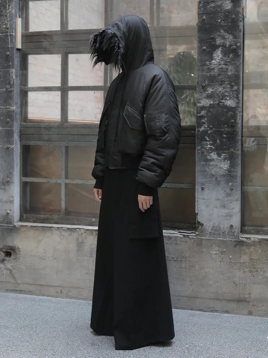 Mauroicardi Autumn Winter Cool Thickened Warm Short Black Jacket Men with Faux Fur Trim Hood Zipper y ner Streetwear 250911