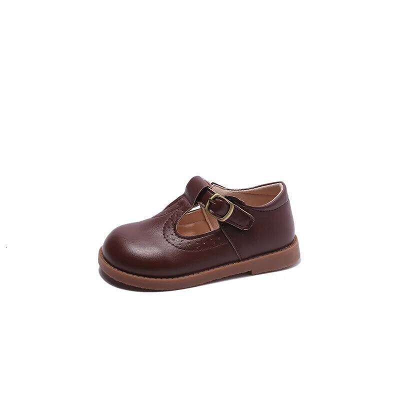 Children Mary Janes British Style T-strap Three Colors Vintage 21-30 Little Girl's Leather Shoes All-mtach School Kids Flats