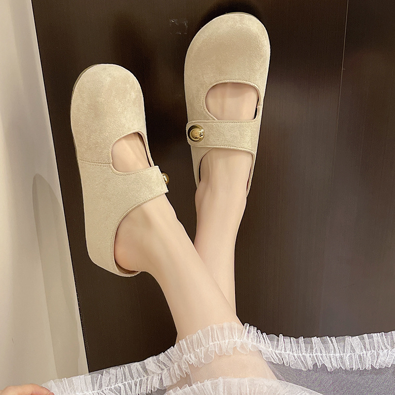 Autumn new designer women's shoes women's outdoor slippers new thick soled closed toe half slippers inner height increasing soft soled women