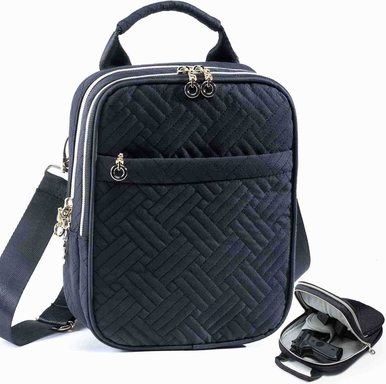 Soft Pistol Case Gun Bag for Women CCW Pistol Bag Crossbody Gun Bag Concealed Carry Gun Pouch Small Tactical Range Bag Gun Case BlackW250911