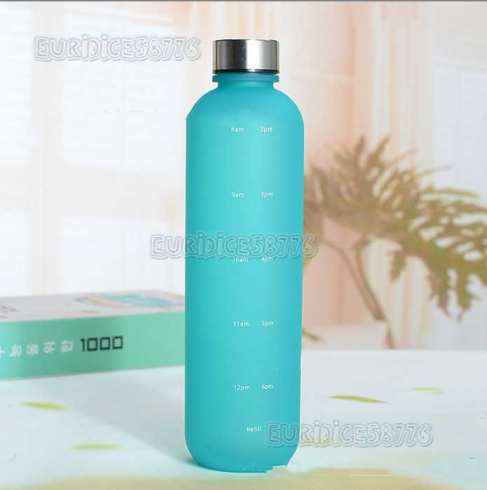1000ml Gradient Color Space Cup Fitness Sports Water Bottle Plastic with Time Scale Travel Cup H250911
