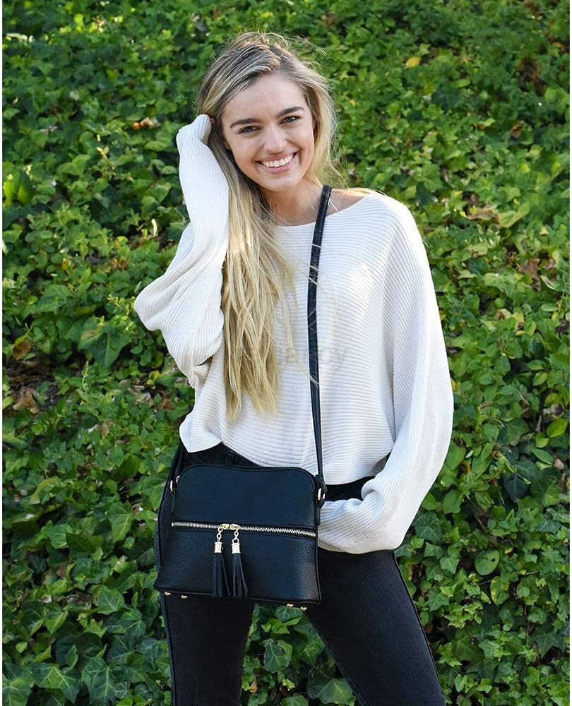Lunar Lightweight Medium Dome Crossbody Bag Shoulder Bag with Tassel Zipper Pocket Adjustable StrapW250911