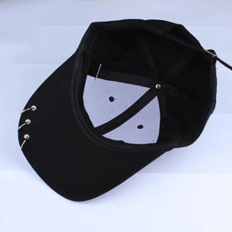 Baseball Cap With Circle Ring Hats For Women Men Unisex Hip Hop Black White Adjustable Solid Color Kpop Casual 250910