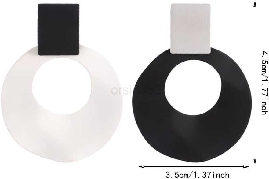 Unique Charm Black White Contrast Asymmetric Geometric Circle Earrings Personalized Fashion Hollow Sparkly Earrings for Women GiftW250911